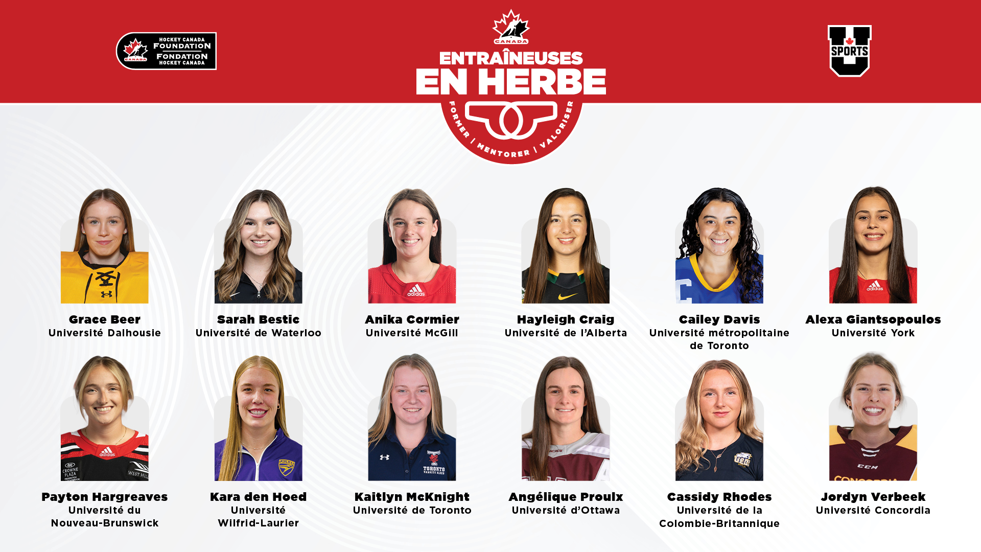 Douze nouvelles &eacute;tudiantes-athl&egrave;tes participeront au programme Entra&icirc;neuses en Herbe