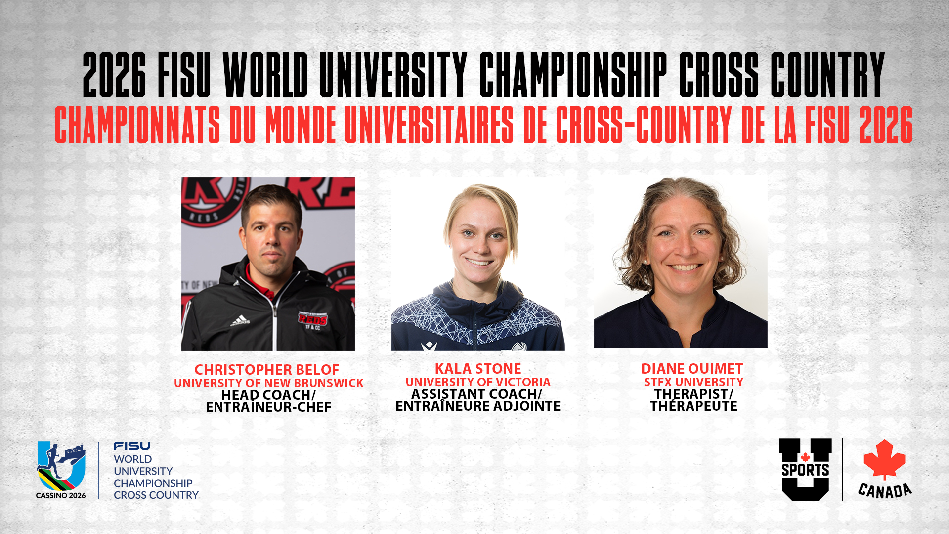 U SPORTS d&eacute;voile la composition du personnel d&rsquo;entra&icirc;neurs d&rsquo;&Eacute;quipe Canada en vue des Championnats du monde universitaires de cross-country de la FISU 2026 en Italie